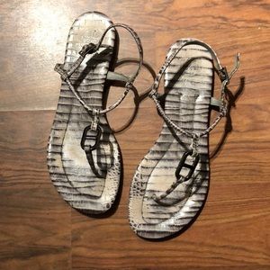 Grey snakeskin tory burch sandal
